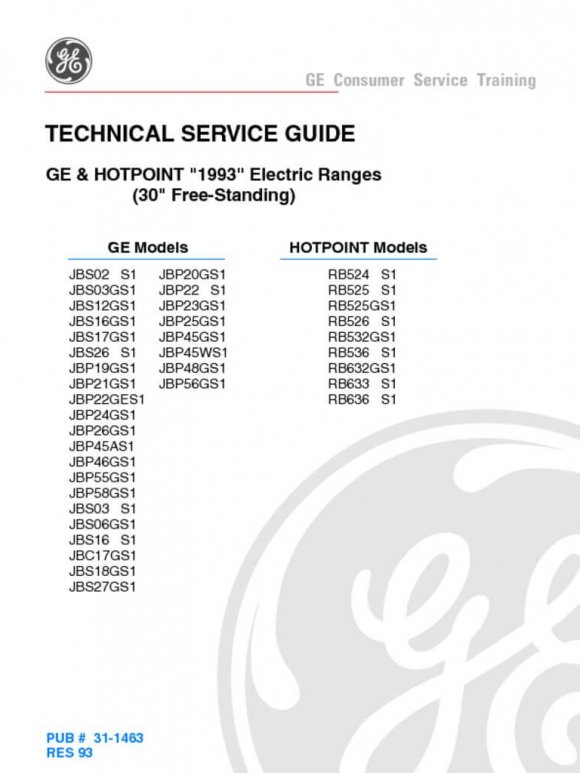 GE Hotpoint Electric Range Service Manual